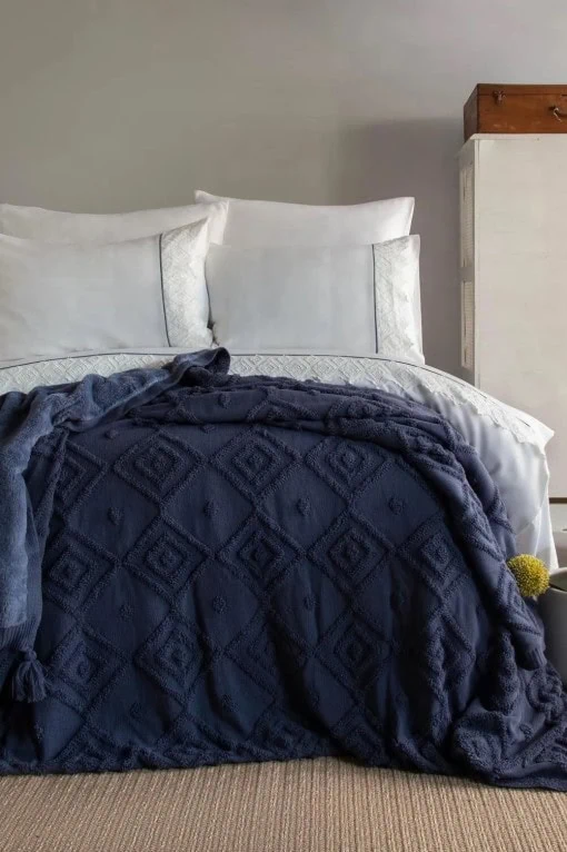 Elion Posteljina + Prekrivač Set (AP) - Indigo (Plavi) | Kućni Tekstil
