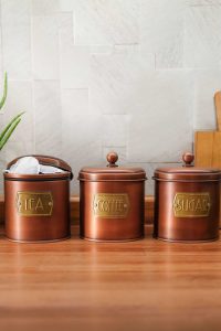 Stone Kutija Za Kafu i Šećer (3 kom) - Bakrena | Kuhinja i Home Decor