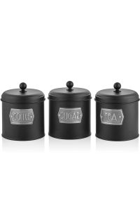 Stone Kutija Za Kafu i Šećer (3 kom) - Crna (17x11cm)