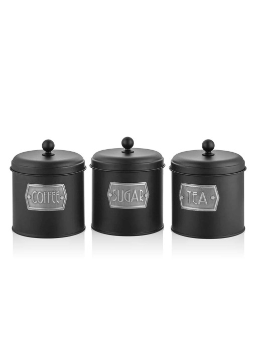 Stone Kutija Za Kafu i Šećer (3 kom) - Crna (17x11cm)