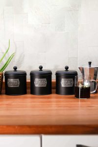Stone Kutija Za Kafu i Šećer (3 kom) - Crna | Posude Za Čuvanje Hrane