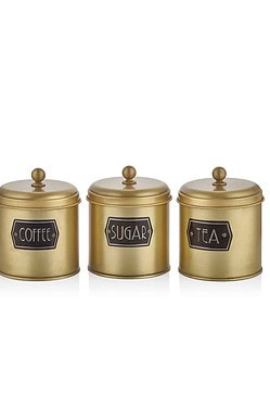Stone Kutija Za Kafu i Šećer (3 kom) - Zlatna | Kuhinja i Home Decor