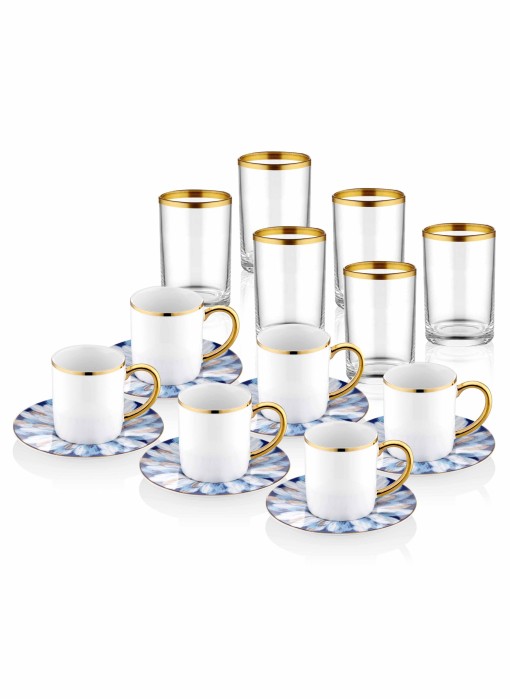 Set Za Kafu I Čaj (18kom) – Flore Blue | Šoljice Za Kafu I Čaj