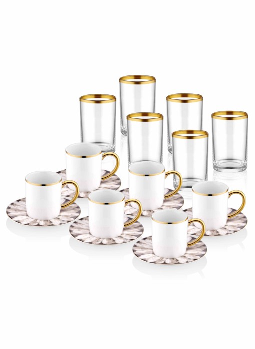 Set Za Kafu I Čaj (18kom) – Flore Brown | Šoljice Za Kafu I Čaj