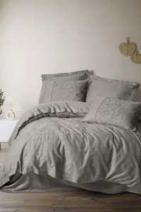 Leaf Svijetloplava – Žakardna Pamučna Satenska Posteljina (CB) (Copy) | Jacquard Posteljina