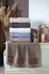 DAPHNE Kilim Peškiri (50x90cm) od mikropamuka u bež, tamno sivoj, bijeloj, svijetlo plavoj, svijetlo smeđoj i smeđoj boji, sa jacquard