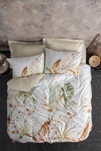 CB Pamuk Saten Posteljina (Set) - Luster Bej | Pamuk Saten Posteljina sa Dezenom