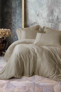 Silky Bež - Satenska Posteljina (300 TC - Tencel Lyocell) | Jacquard Posteljina