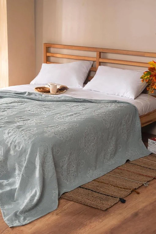 Bambu Jacquard Prekrivač / Ljetna Deka - Mint | Ljetna Lagana Deka