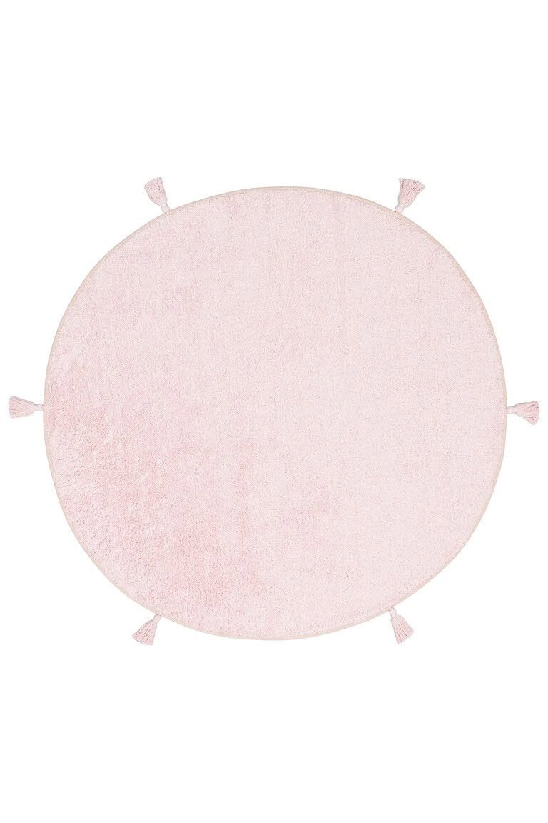 Dječiji antialergijski okrugli tepih od pamuka, 120 cm, roze boje, savršen za dječje sobe i sigurnu igru. Idealno za zdrav i udoban prostor za vaše dijete.