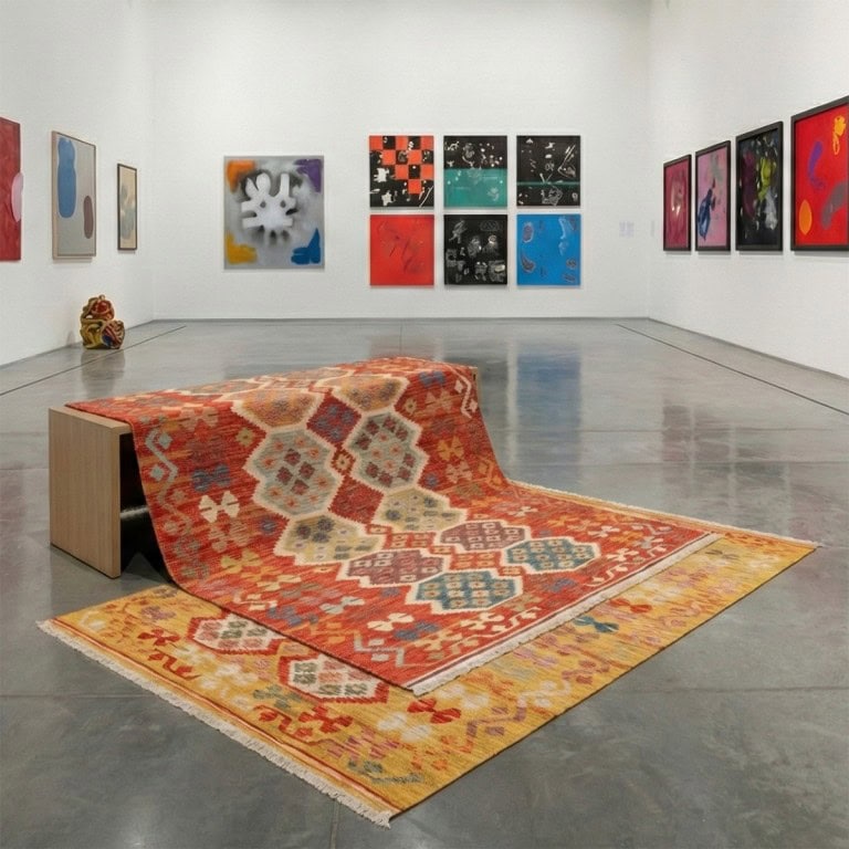 Visoka kvaliteta Nomad Tepih (NMD 05) - Terra, ručno izrađen, s modernim dizajnom i toplim bojama, savršen za dnevne sobe i spavaće sobe, dodaje toplinu i stil svakom prostoru.