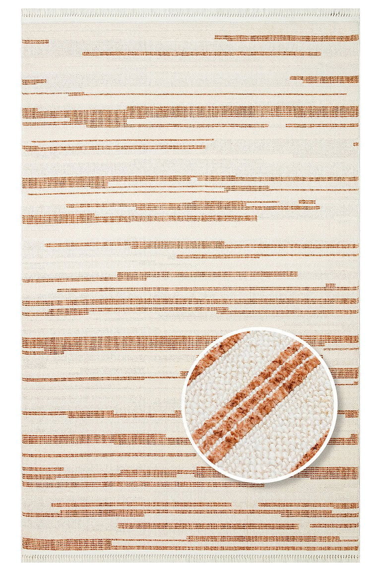 DAPHNE Joy Tepih (01) - Terra, modern beige and brown striped rug, stylish home decor, high-quality textile, contemporary design, perfect for living room or bedroom.