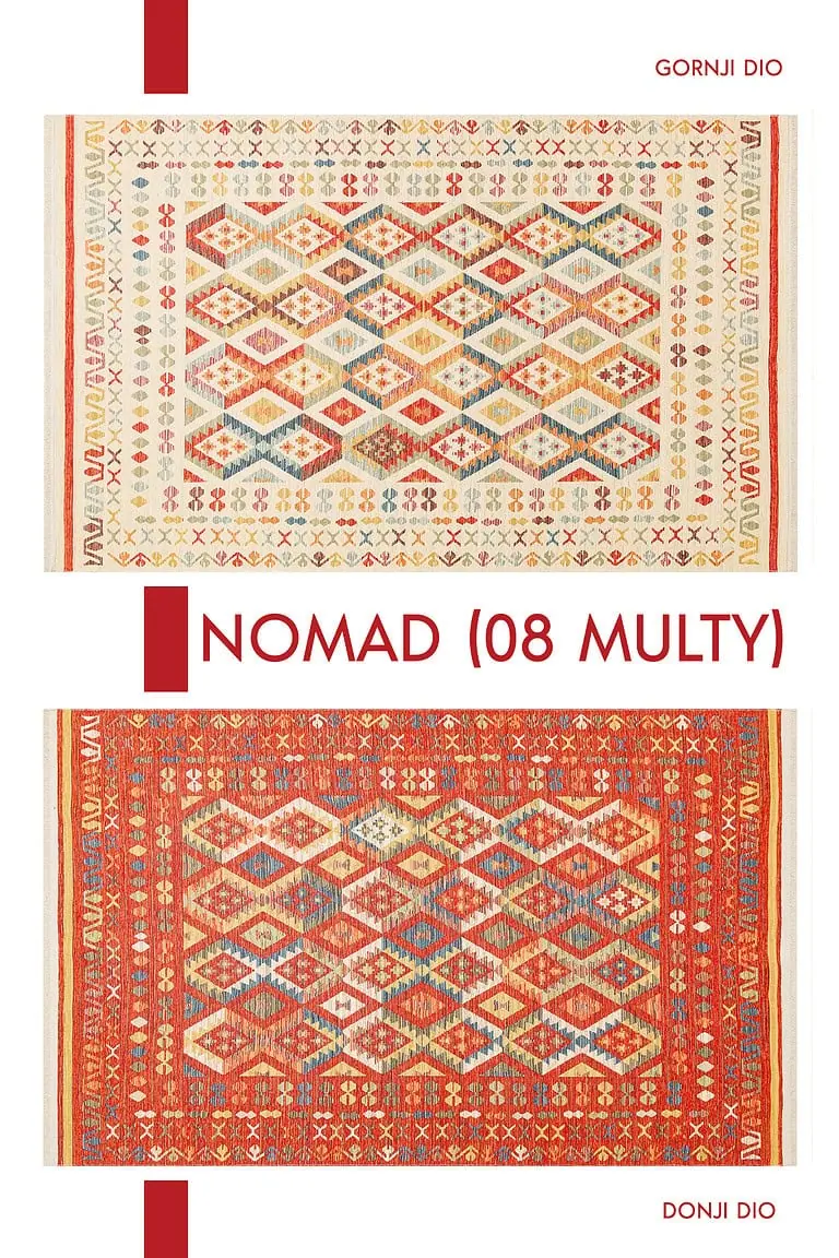 Visoka kvaliteta Nomad Tepih (NMD 08) - Light Multy, ručno tkan u boho stilu s živopisnim geometrijskim uzorcima i toplim bojama za moderan i udoban prostor.
