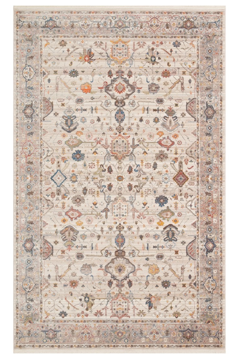 Prilagođeni tepih od kamena u bež sivoj boji, idealan za moderni i klasični enterijer, sa detaljima inspirisanim tradicionalnim uzorcima, pruža toplinu i eleganciju prostoru.