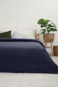 Piramit Soft Deka - Plava (Dupla 200x220 cm) | Cjelogodišnja Deka