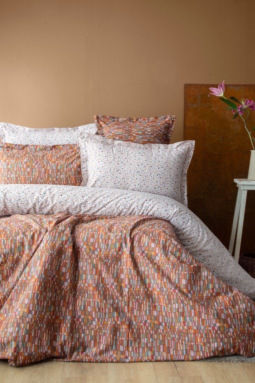 Senses Pamuk Puplin Posteljina Set (AP) -  Leros Terracotta | Ranforce Pamuk Posteljina