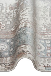 Uzorak tepiha Babil - Grey (BBL03) iz ekskluzivne kolekcije, prikazan u blago istrošenom stanju sa suptilnim bojama sive i bež, idealan za elegantan i sofisticiran enterijer.