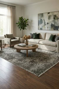 Umetni tepih Fresco - Zeleno boje, luksuzni dizajn, savršen za moderni dnevni boravak, visokokvalitetni materijal, ekskluzivna kolekcija DAPHNE, elegantan i udoban prostor.