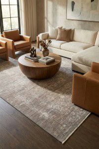 Elegantni dnevni boravak s tepihom La Paz - Beige, koji dodaje toplinu i sofisticiranost prostoru, idealan za moderni i udobni životni stil.