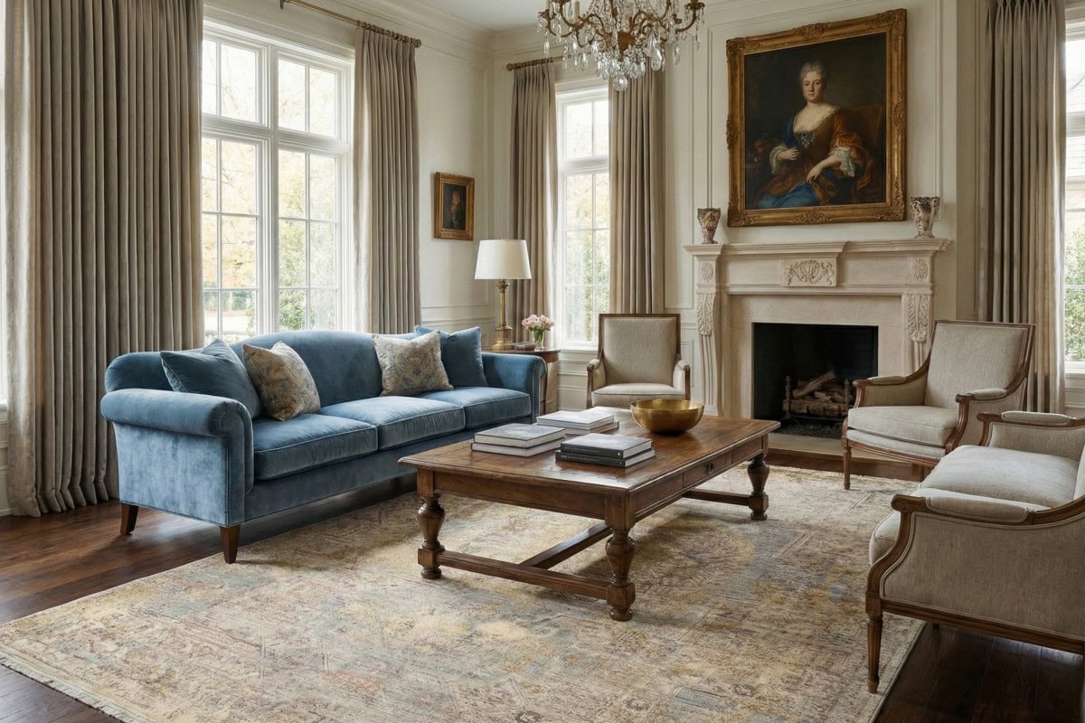 DAPHNE, Tepih La Paz - Camel (LPZ03), ekskluzivna kolekcija, elegantan i udoban dnevni boravak s tepihom u toplim tonovima, klasični namještaj i luksuzni detalji za sofisticiran izgled.