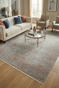 Tepih La Paz - Grey (LPZ02) u modernom dnevnom boravku s prirodnim svjetlom, elegantan i udoban, savršen za sofisticirane interijere i stvaranje toplog ambijenta.