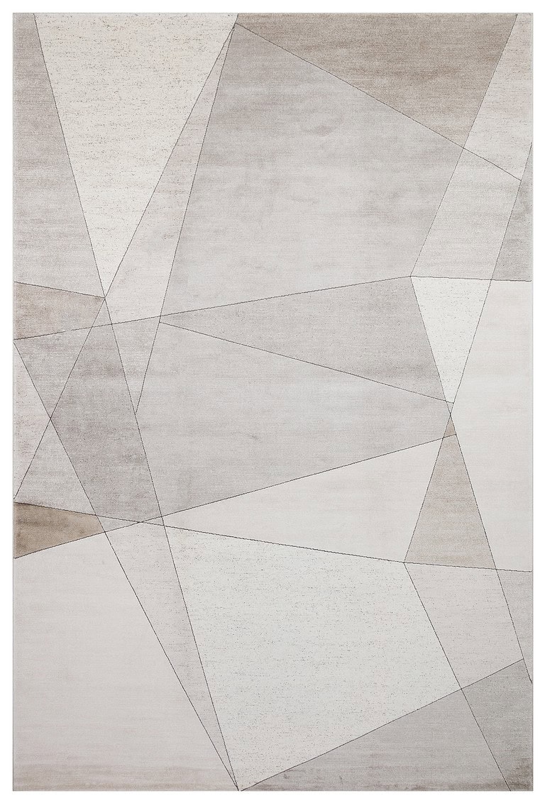 Visokokvalitetni tepih Merano u krem i zlatnim tonovima, modernog dizajna sa geometrijskim uzorkom, savršen za elegantan enterijer i udobnost u vašem domu.