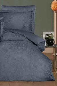 Nothingham Tencel Jacquard Pamuk Saten Posteljina Set (TC300) - T. Siva (Antrasit) | Jacquard Posteljina