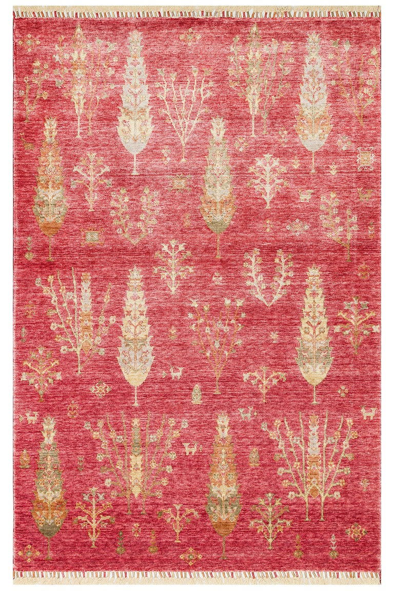 DAPHNE Zara Tepih - Crvena jesen, ručno tkan, elegantan i topliji dizajn za jesenje i zimskih prostora, idealan za dodavanje boje i stila vašem domu.